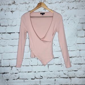 Top shop light pink asymmetrical long sleeve top